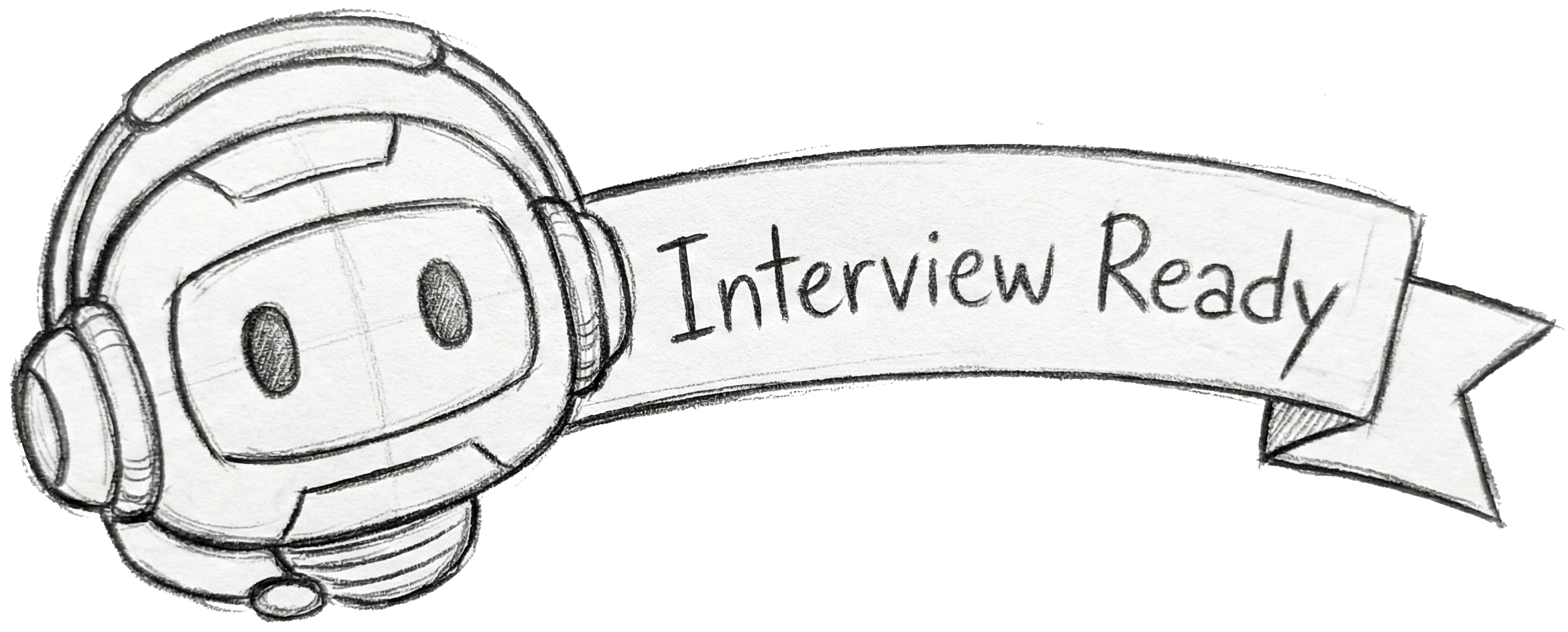 Pencil sketch logo: friendly robot head inside a circle.